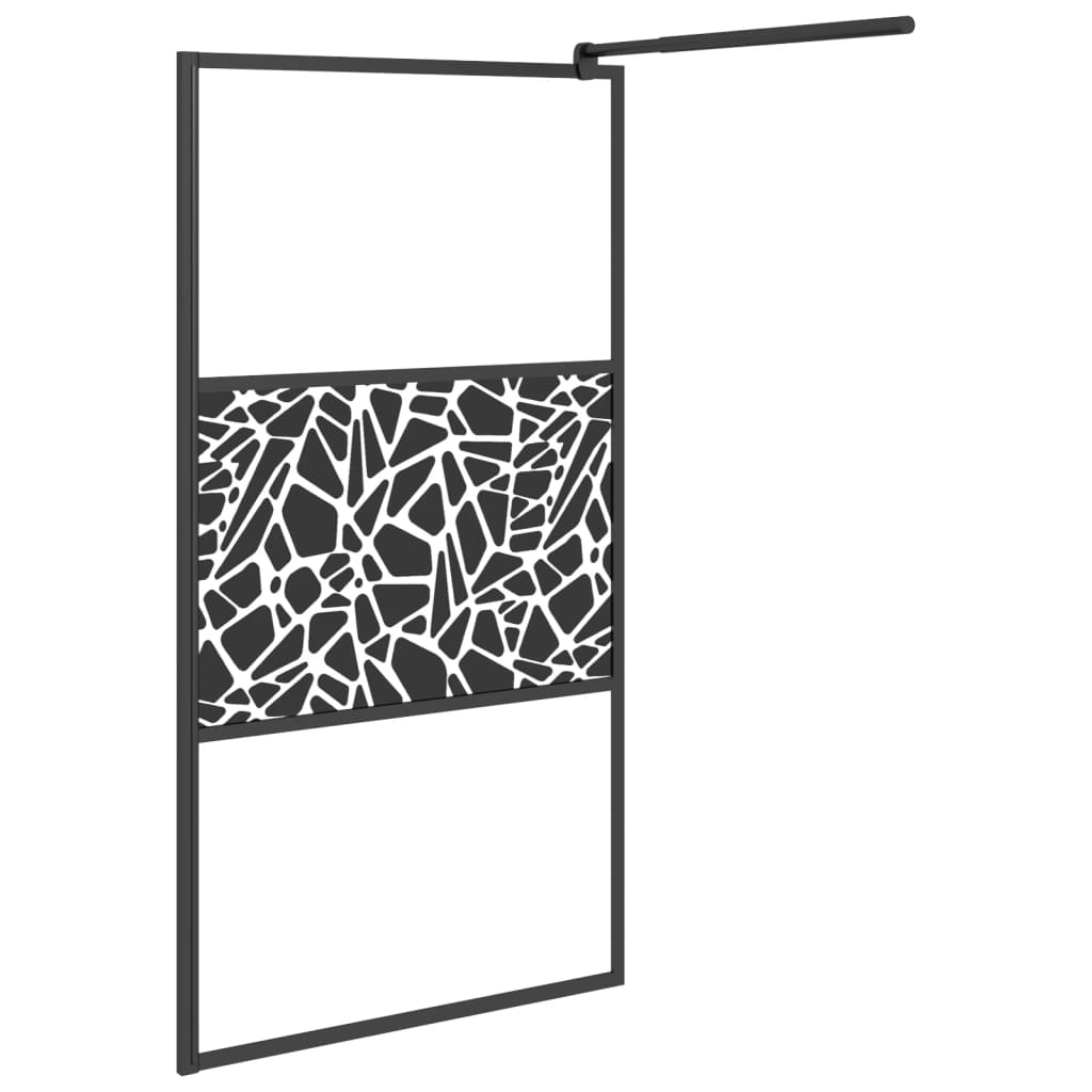 Parete Doccia Walk in 100x195 cm Vetro ESG Design Pietre Nero