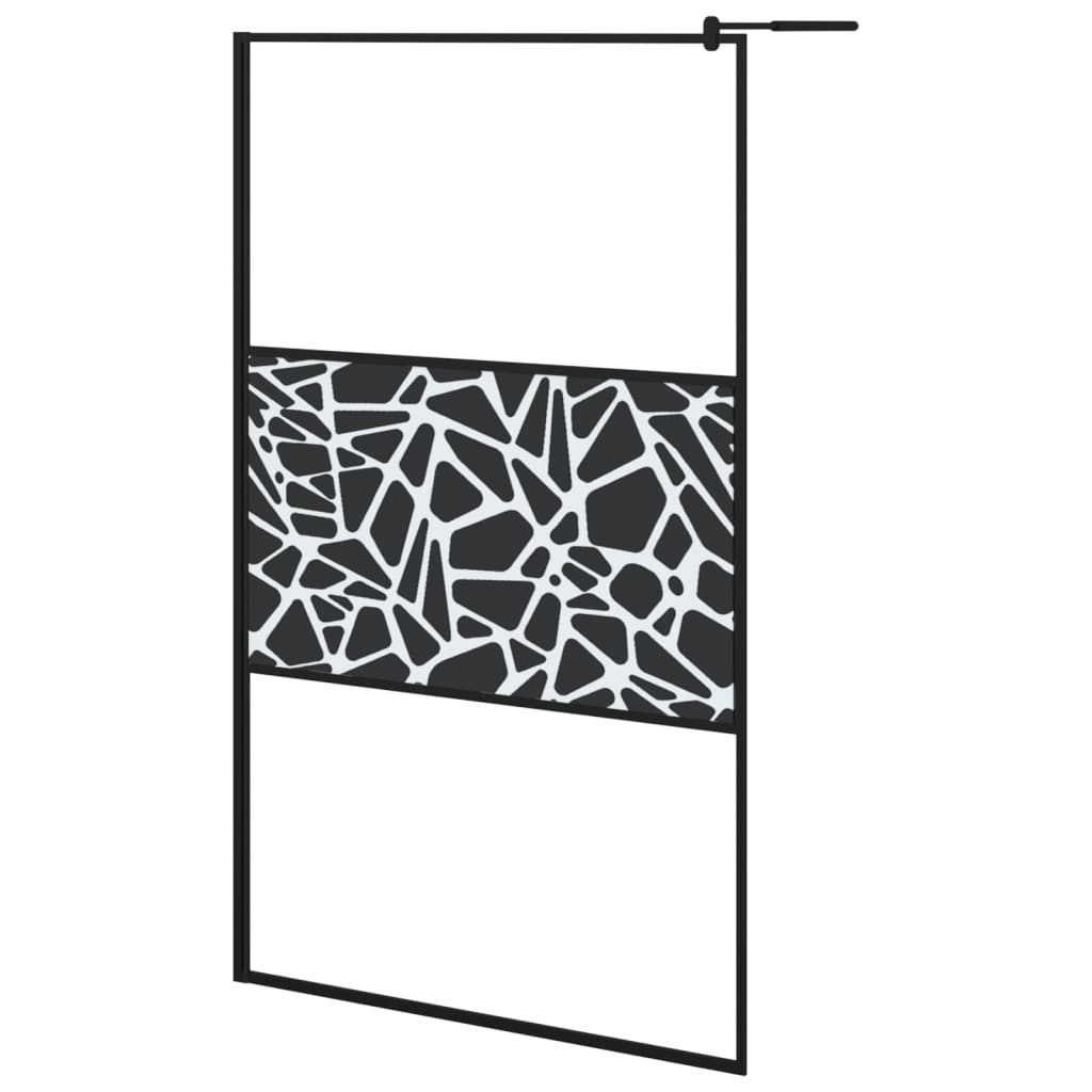 Parete Doccia Walk in 115x195 cm Vetro ESG e Design Pietre Nero