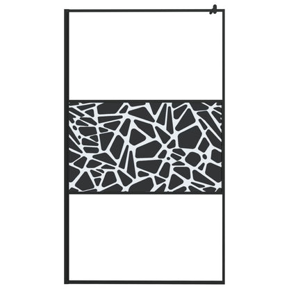 Parete Doccia Walk in 115x195 cm Vetro ESG e Design Pietre Nero