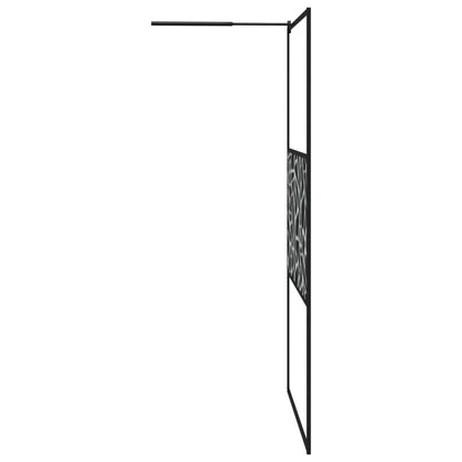 Parete Doccia Walk in 115x195 cm Vetro ESG e Design Pietre Nero