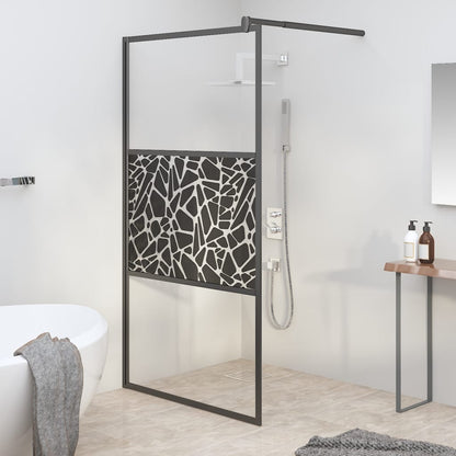 Parete Doccia Walk in 115x195 cm Vetro ESG e Design Pietre Nero