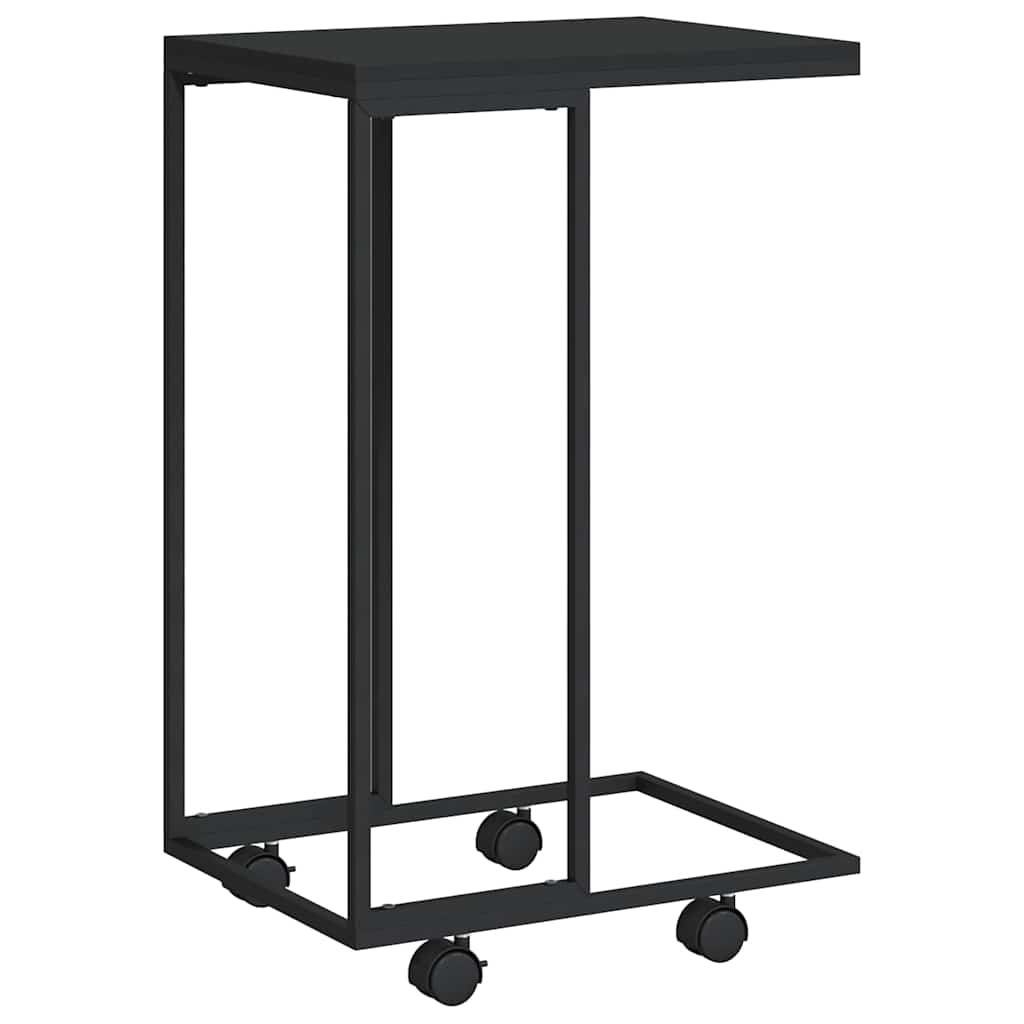 Tavolino con Ruote Nero 40x30x63,5cm in Legno Ingegnerizzato