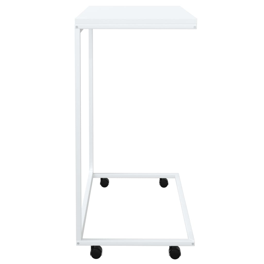 Tavolino con Ruote Bianco 55x35x70 cm in Legno Multistrato