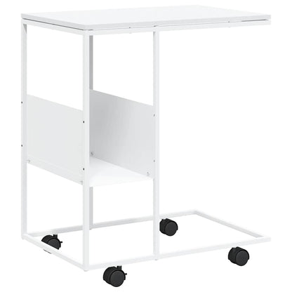 Tavolino con Ruote Bianco 55x36x63,5cm in Legno Multistrato