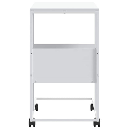 Tavolino con Ruote Bianco 55x36x63,5cm in Legno Multistrato