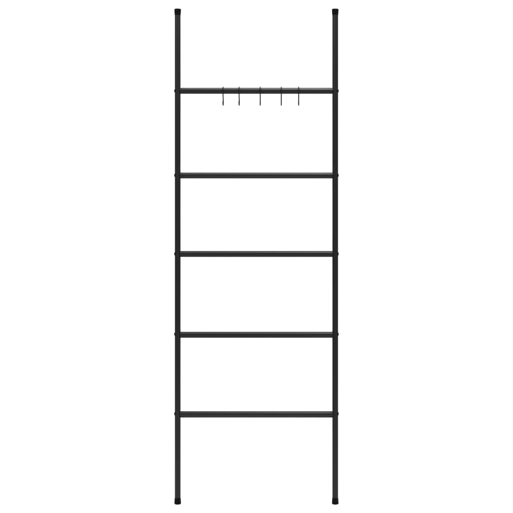 Scala Porta Asciugamani con 5 Livelli Nera 58x175 cm in Ferro