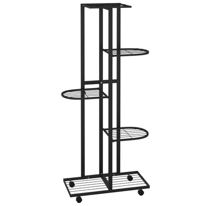 Fioriera a 5 Piani con Ruote 44x23x100 cm Ferro Nero