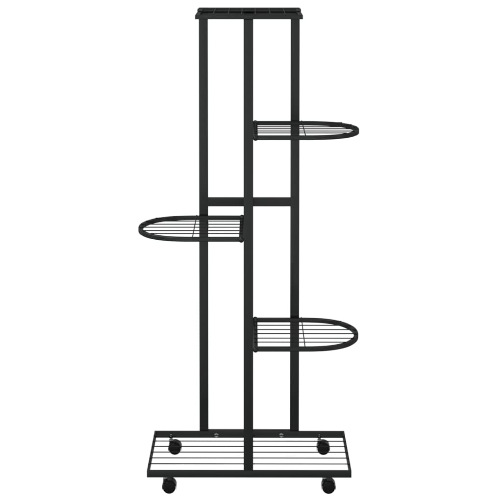 Fioriera a 5 Piani con Ruote 44x23x100 cm Ferro Nero