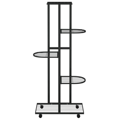 Fioriera a 5 Piani con Ruote 44x23x100 cm Ferro Nero