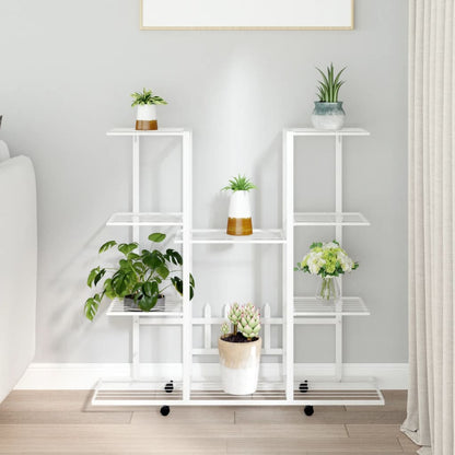 Portafiori con Ruote 94,5x24,5x91,5 cm Ferro Bianco