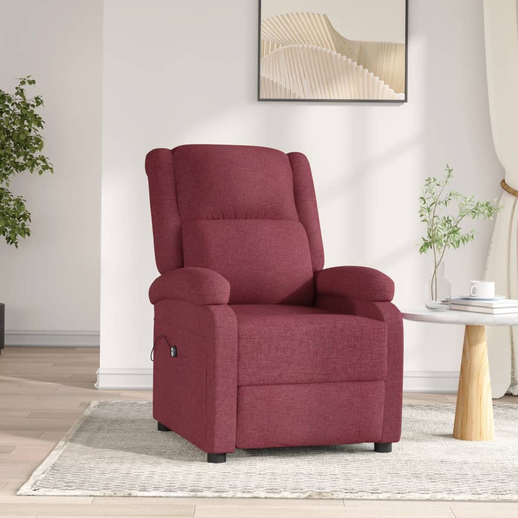 Poltrona Elettrica Reclinabile Rosso Vino in Tessuto