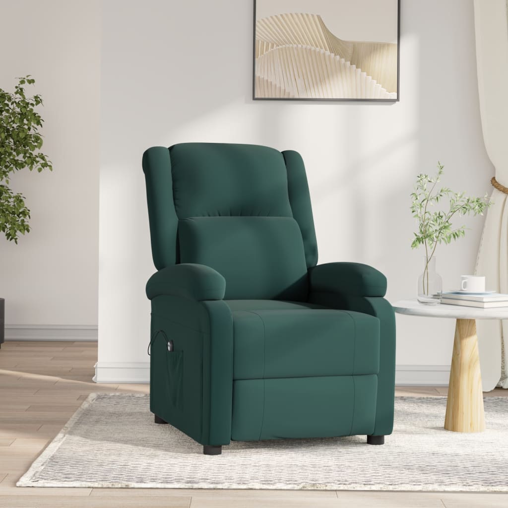 Poltrona Elettrica Reclinabile Verde Scuro in Vera Pelle