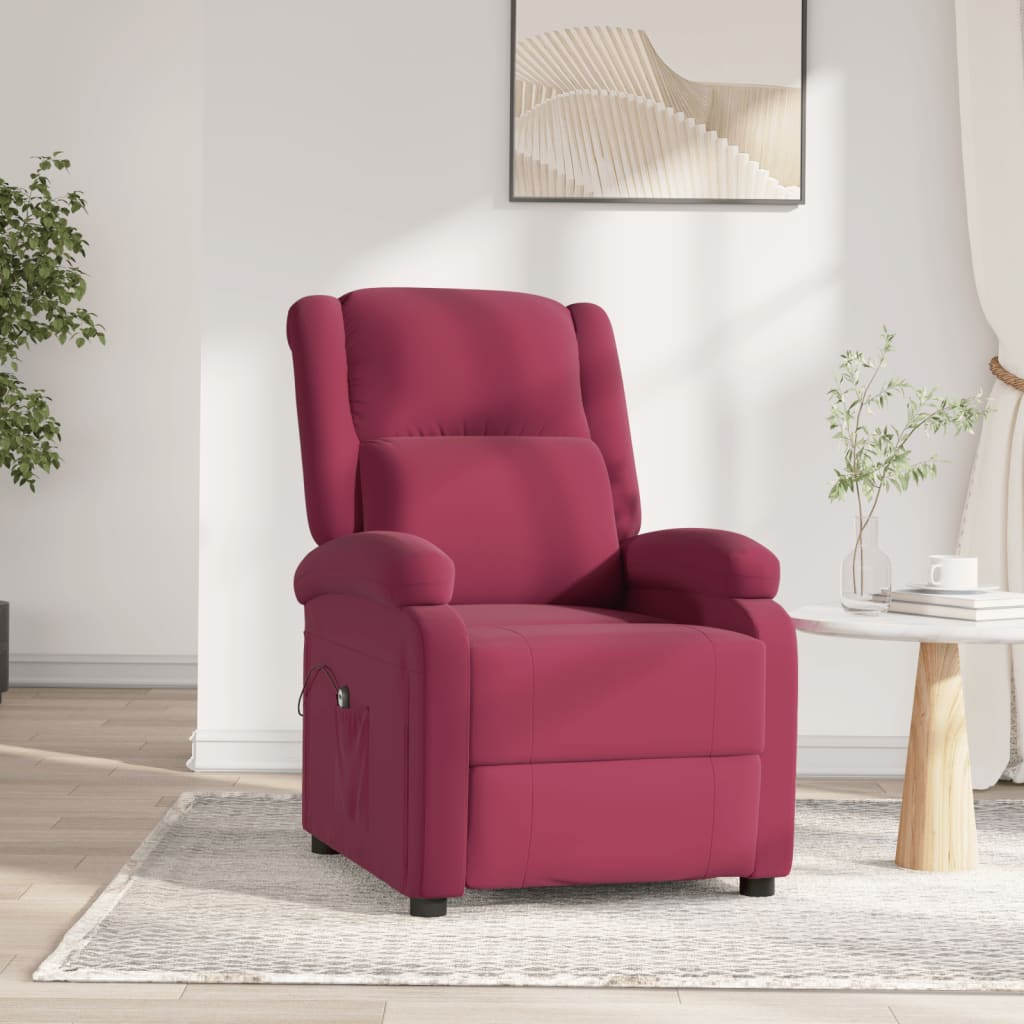 Poltrona Elettrica Reclinabile Rosso Vino in Tessuto