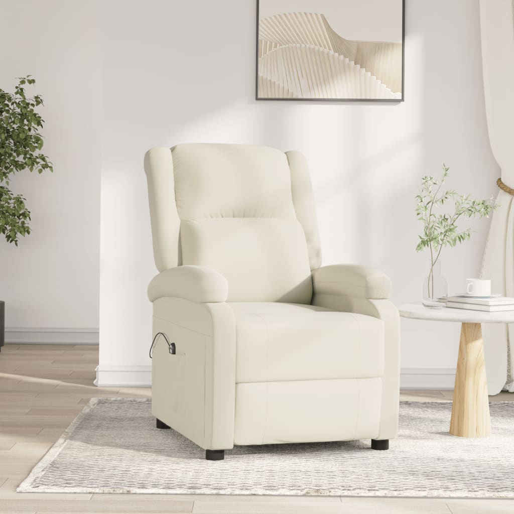 Poltrona Elettrica Reclinabile Crema in Velluto