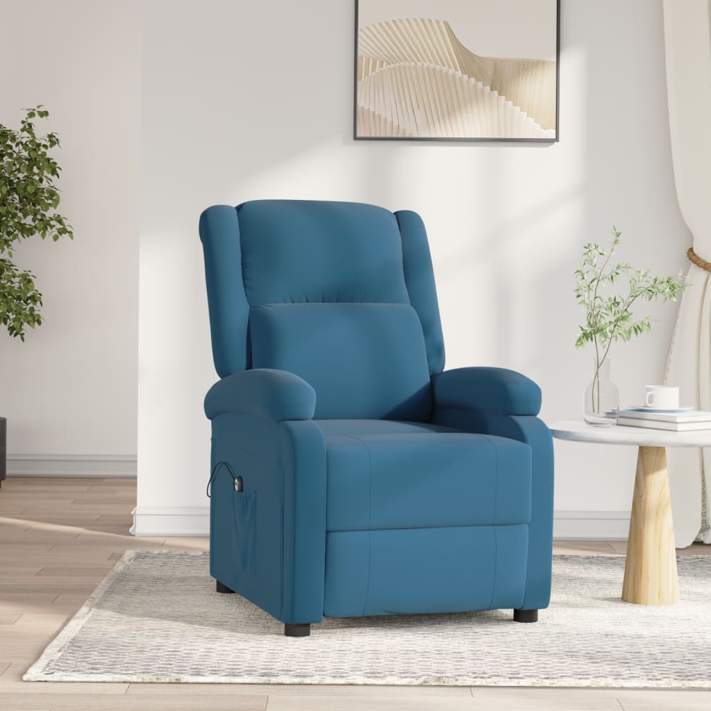 Poltrona Reclinabile Elettrica Blu in Velluto