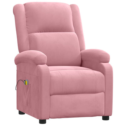 Poltrona Elettrica Reclinabile Massaggio in Velluto Rosa