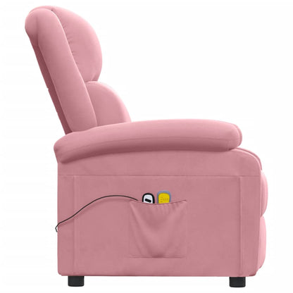 Poltrona Elettrica Reclinabile Massaggio in Velluto Rosa