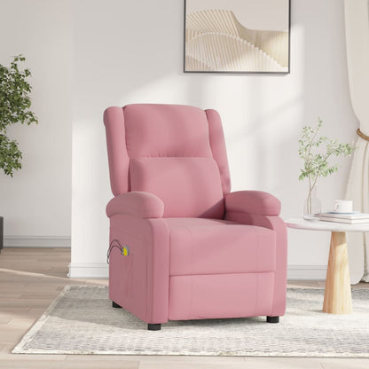 Poltrona Elettrica Reclinabile Massaggio in Velluto Rosa