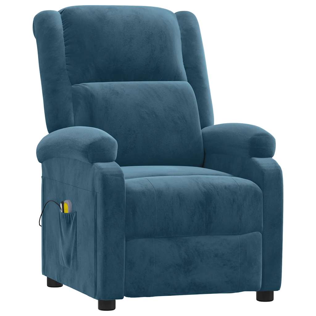 Poltrona Massaggiante Elettrica Blu in Velluto
