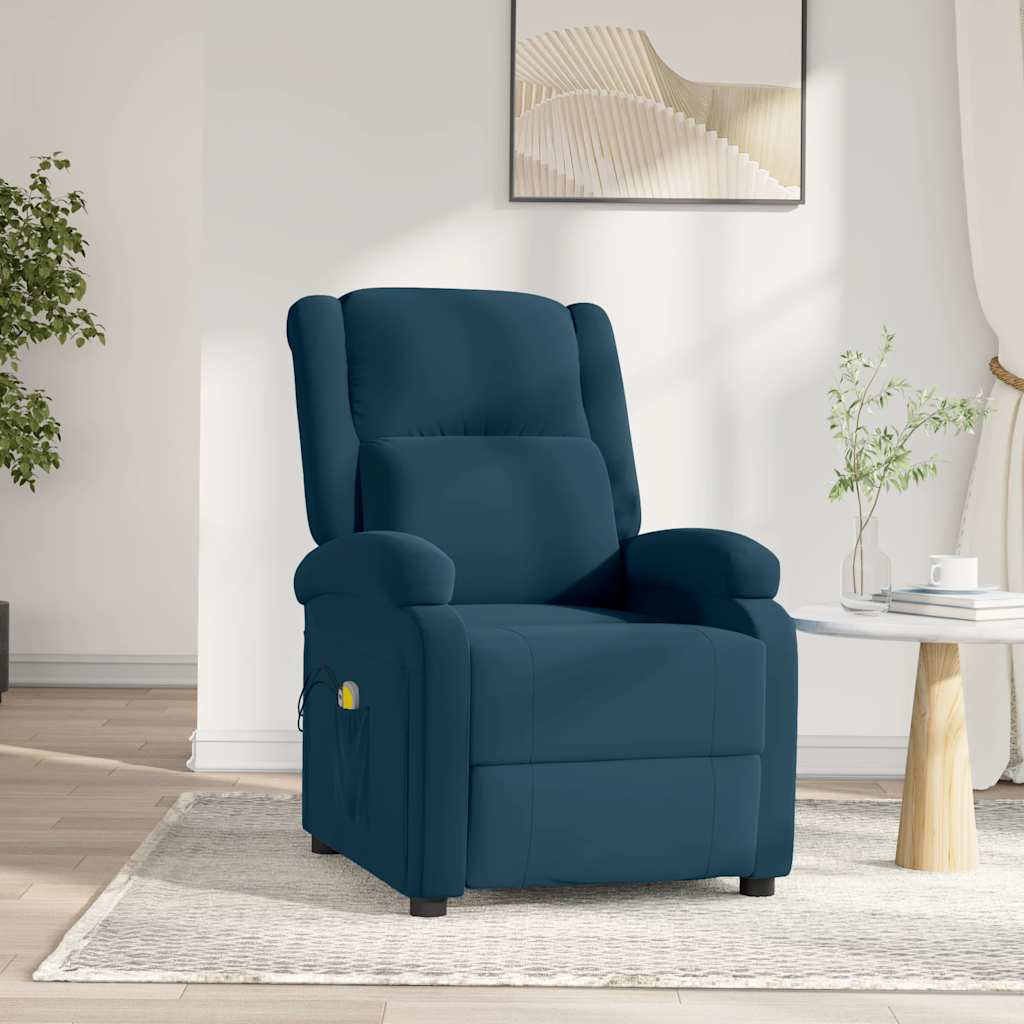 Poltrona Massaggiante Elettrica Blu in Velluto