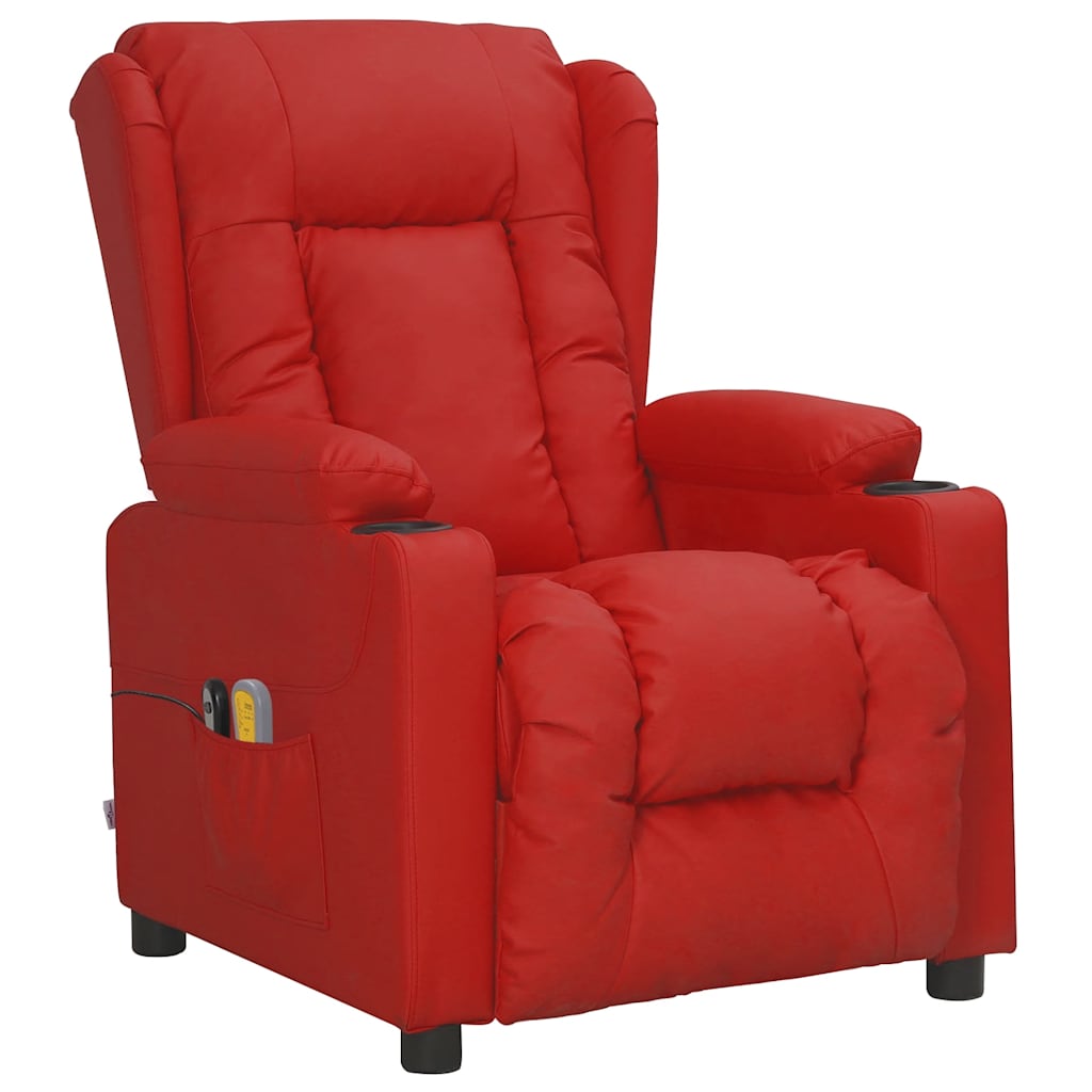 Poltrona Massaggio Elettrica Rosso Vino Similpelle