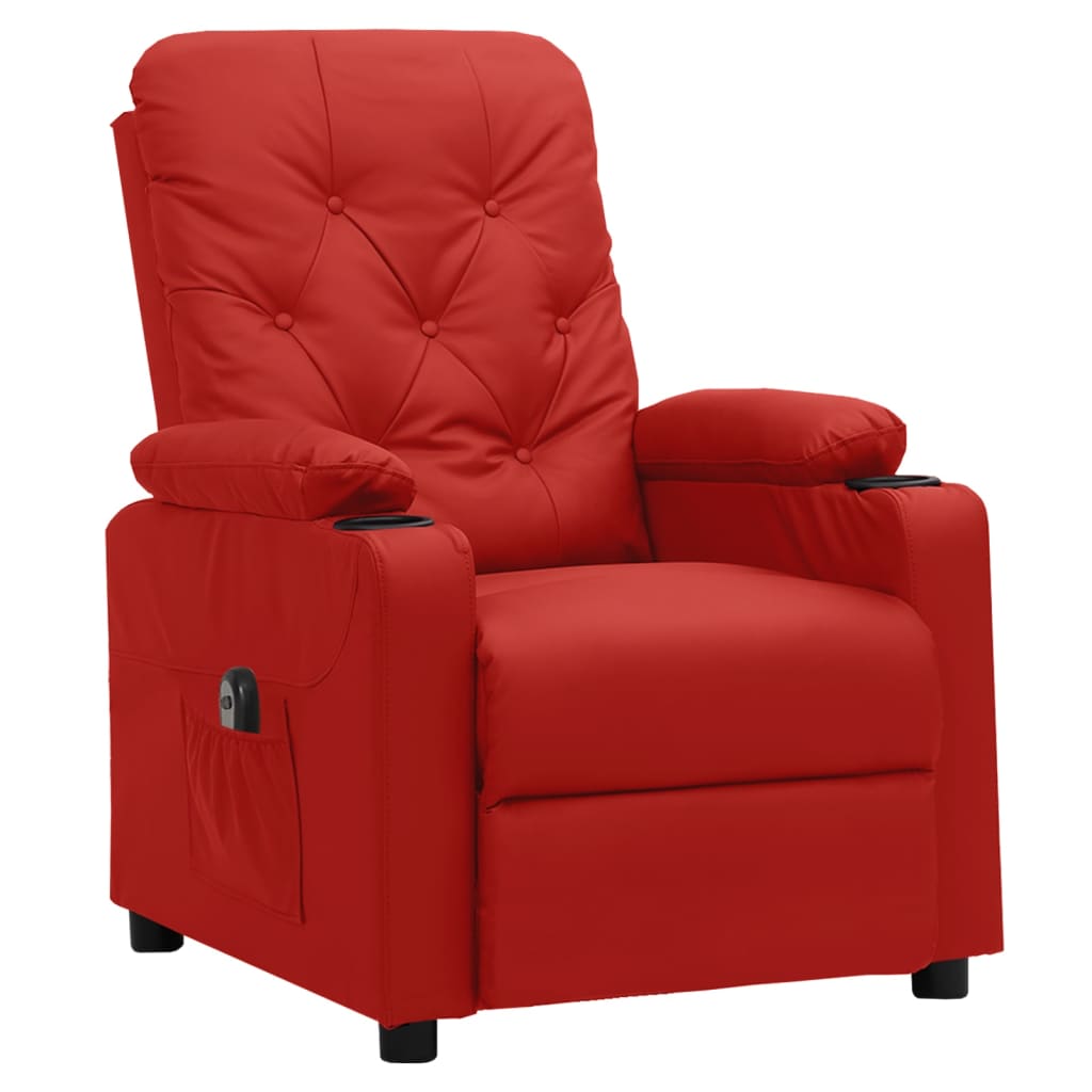 Poltrona Reclinabile Elettrica Rosso Vino in Similpelle