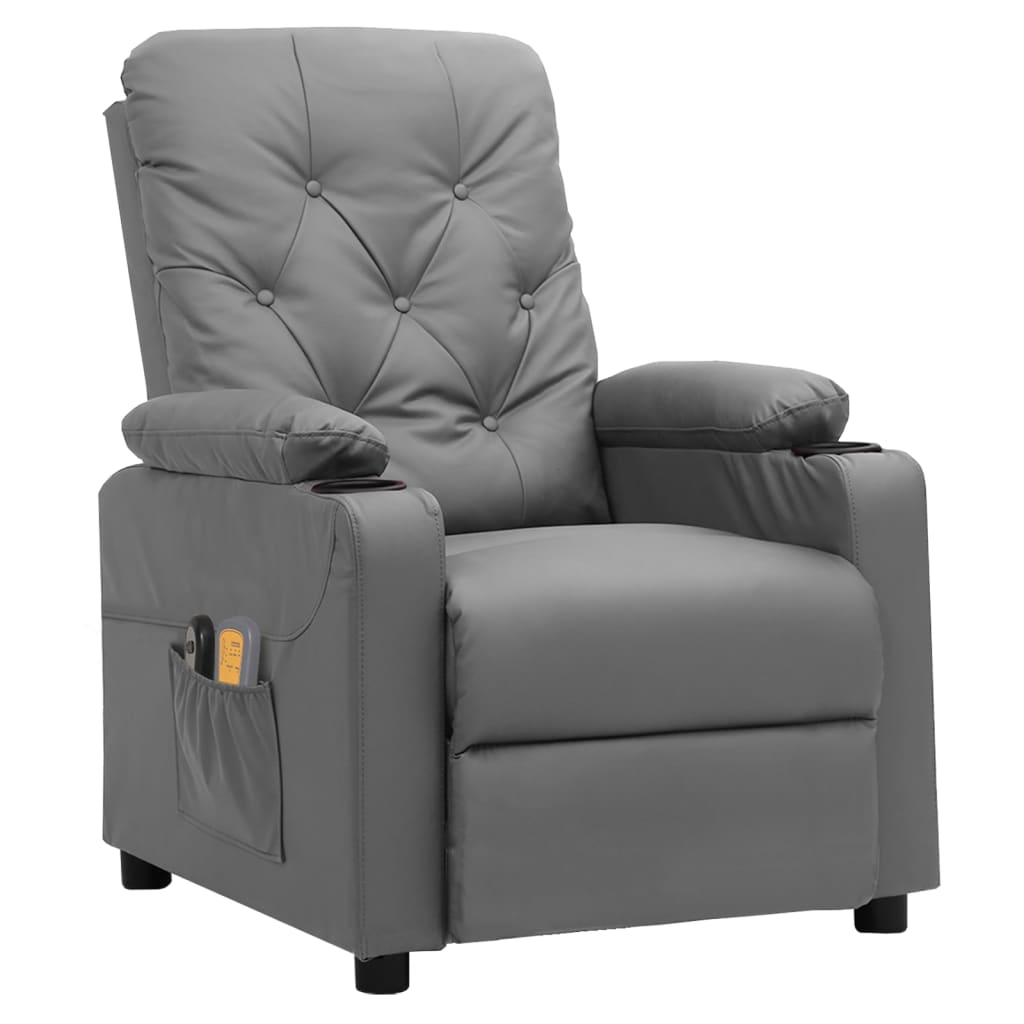 Poltrona Massaggiante Elettrica Grigio Similpelle