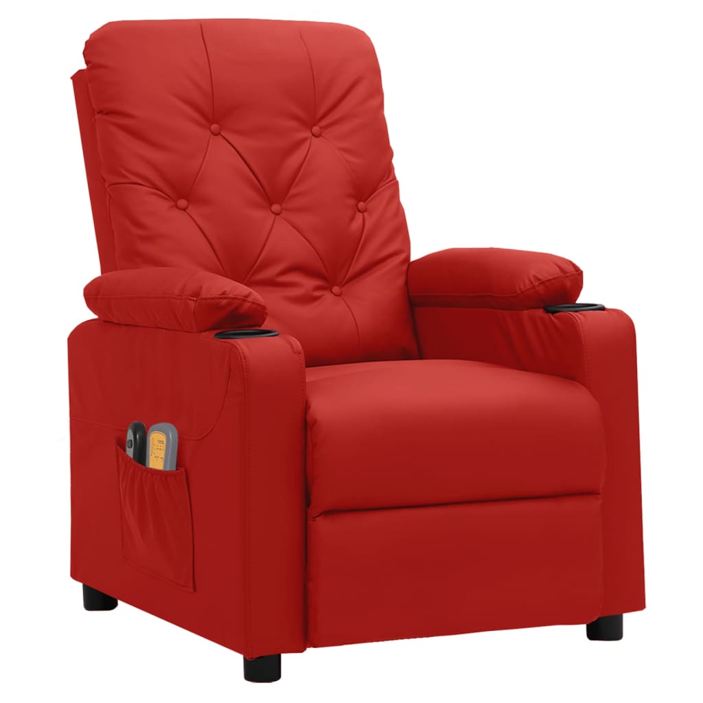Poltrona Massaggio Elettrica Rosso Vino Similpelle