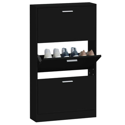 Scarpiera Nera 59x17x108 cm in Legno Multistrato