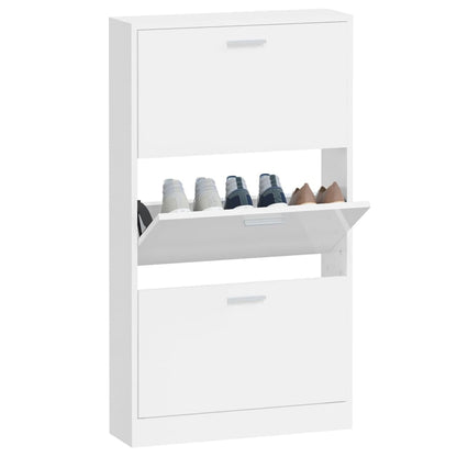 Scarpiera Bianco Lucido 59x17x108 cm in Legno Multistrato
