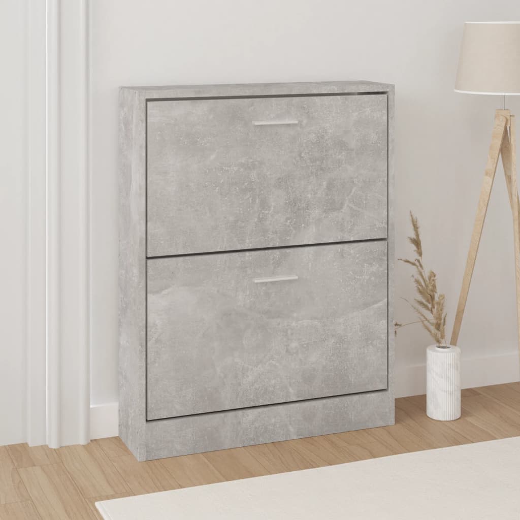 Scarpiera Grigio Cemento 59x17x81 cm in Legno Multistrato