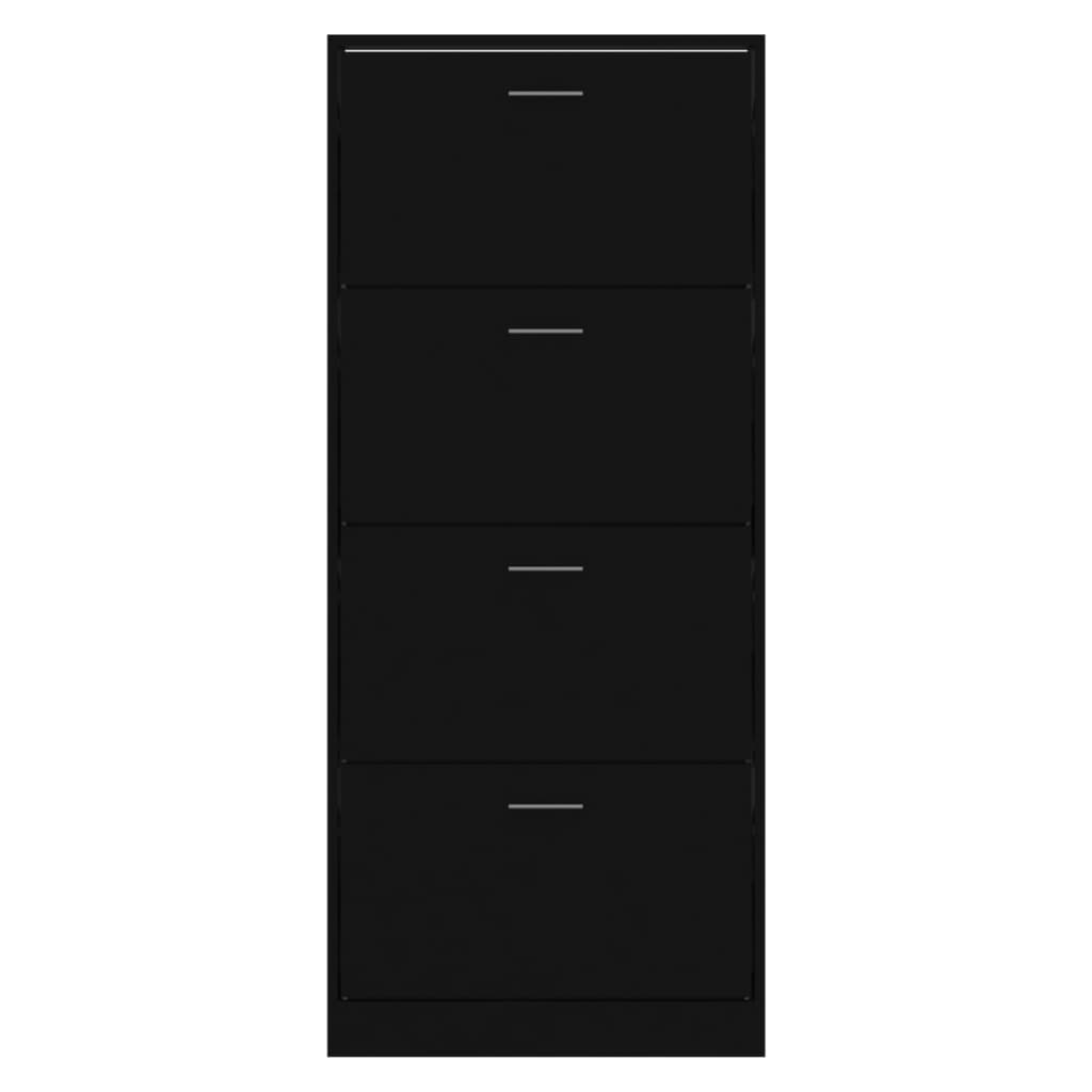 Scarpiera Nera 63x24x147 cm in Legno Multistrato