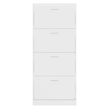 Scarpiera Bianco Lucido 63x24x147 cm in Legno Multistrato