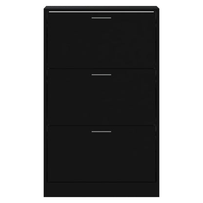 Scarpiera Nera 63x24x103 cm in Legno Multistrato