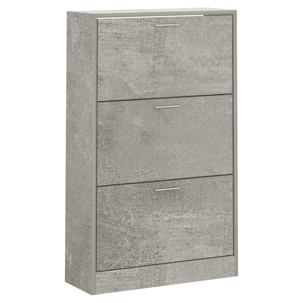 Scarpiera Grigio Cemento 63x24x103 cm in Legno Multistrato