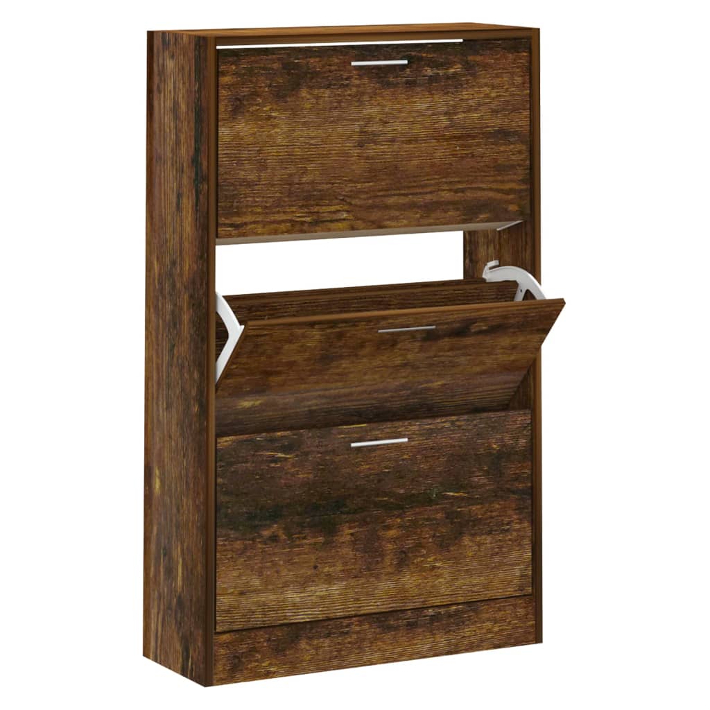 Scarpiera Rovere Fumo 63x24x103 cm in Legno Multistrato