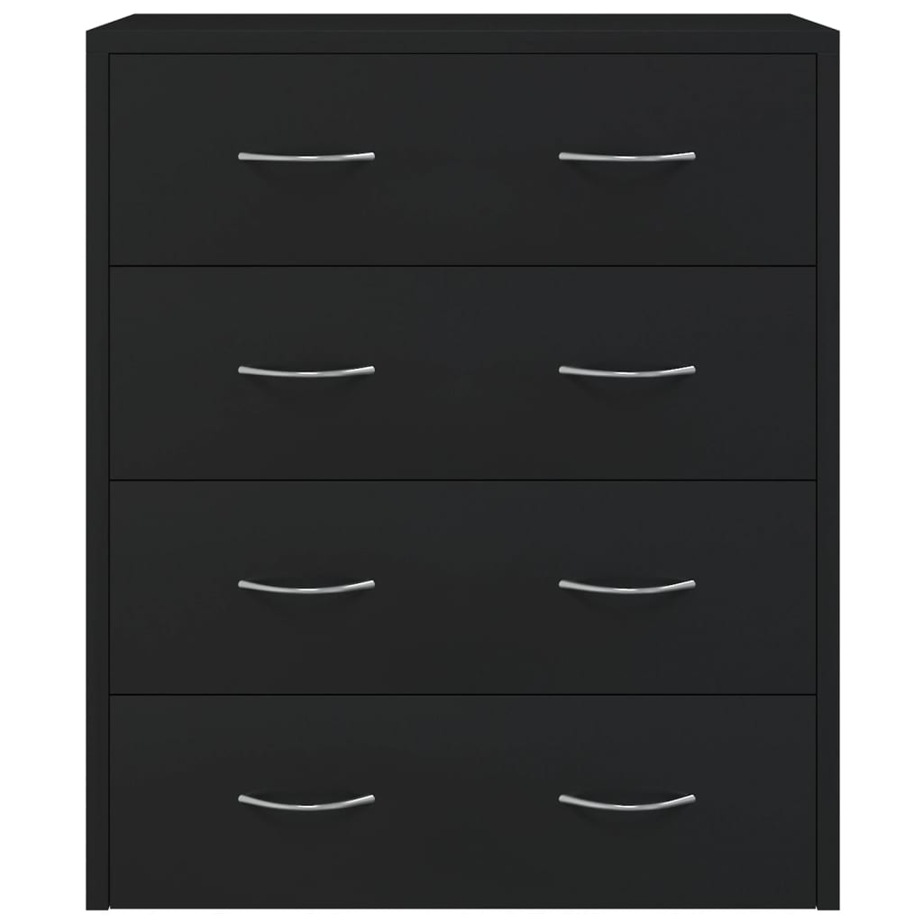 Credenza con 4 Cassetti 60x30,5x71 cm Nera