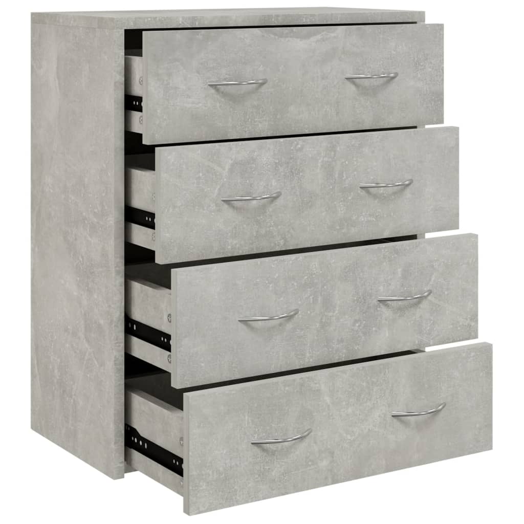 Credenza con 4 Cassetti 60x30,5x71 cm Grigio cemento