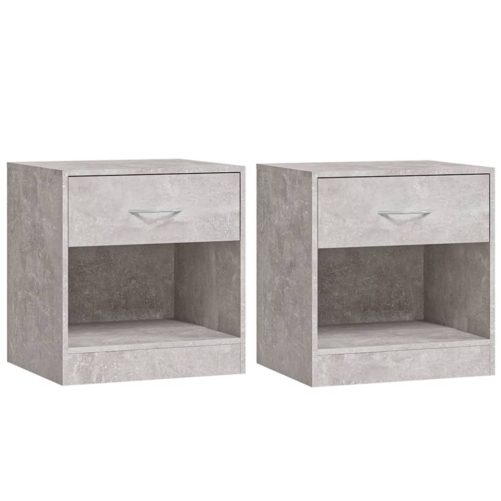 Comodini 2 pz con Cassetto Grigio Cemento