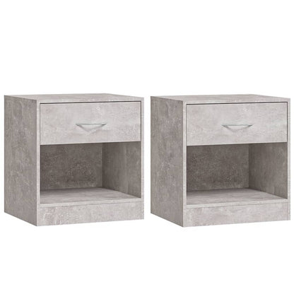 Comodini 2 pz con Cassetto Grigio Cemento