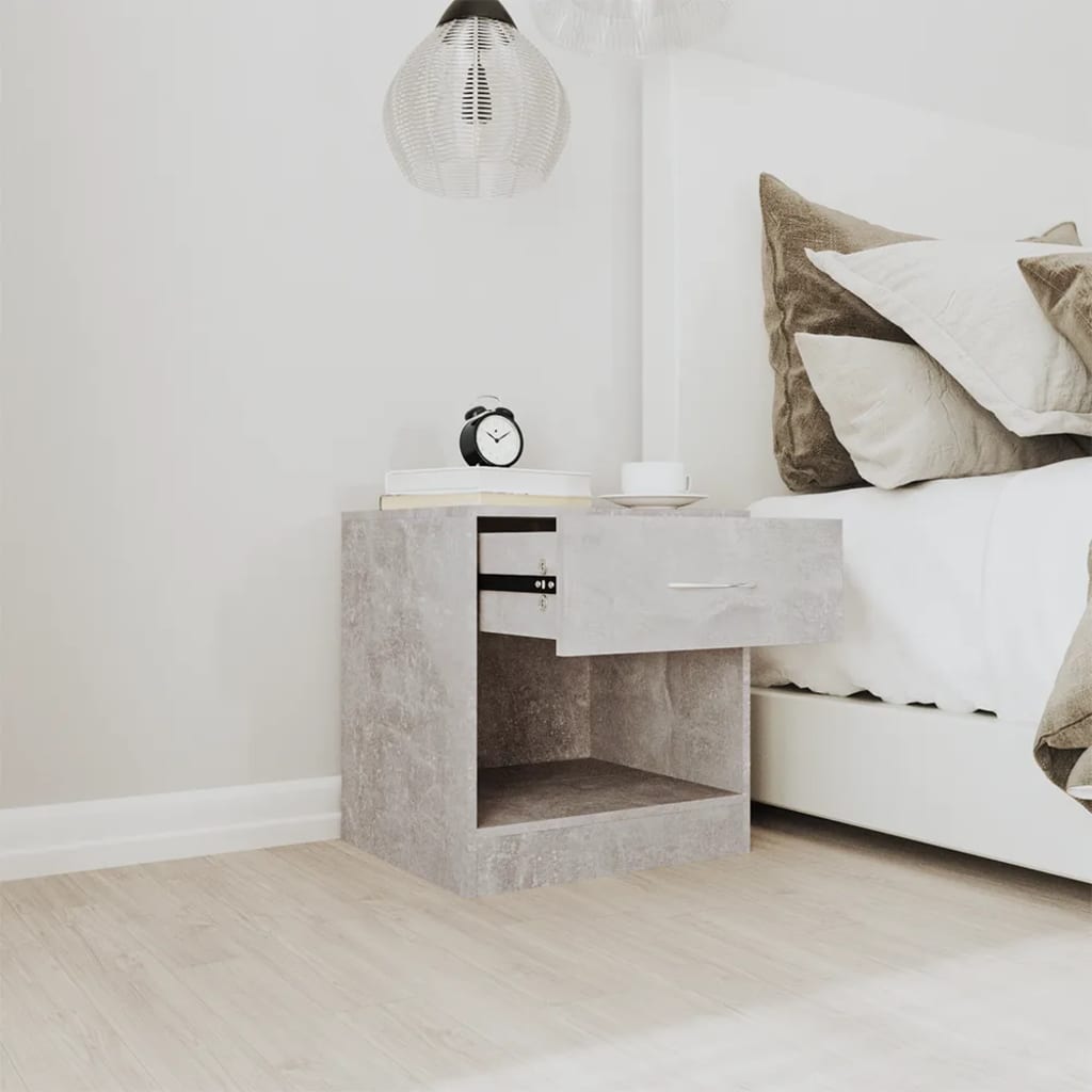 Comodini 2 pz con Cassetto Grigio Cemento