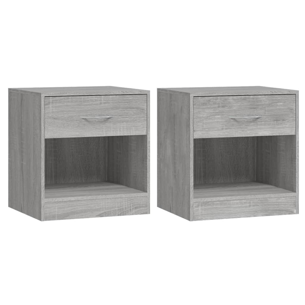 Comodino 2 pz con Cassetto Grigio Sonoma