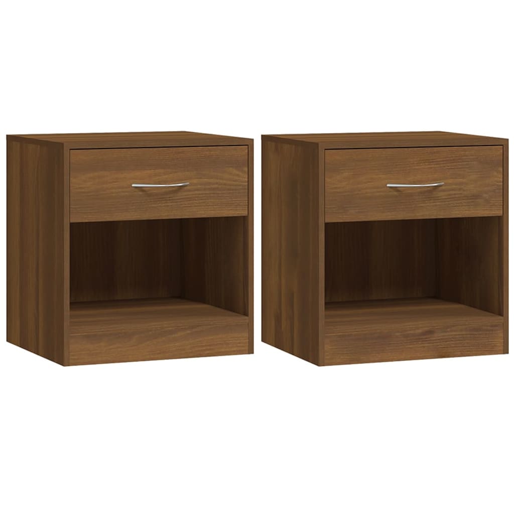 Comodini 2 pz con Cassetto Rovere Marrone