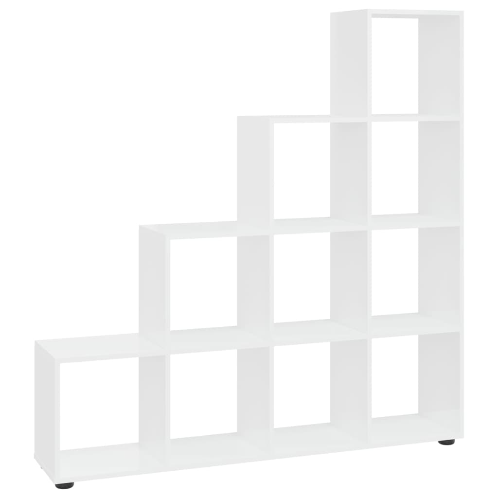 Libreria a Scala Bianco Lucido 142 cm in Legno Multistrato