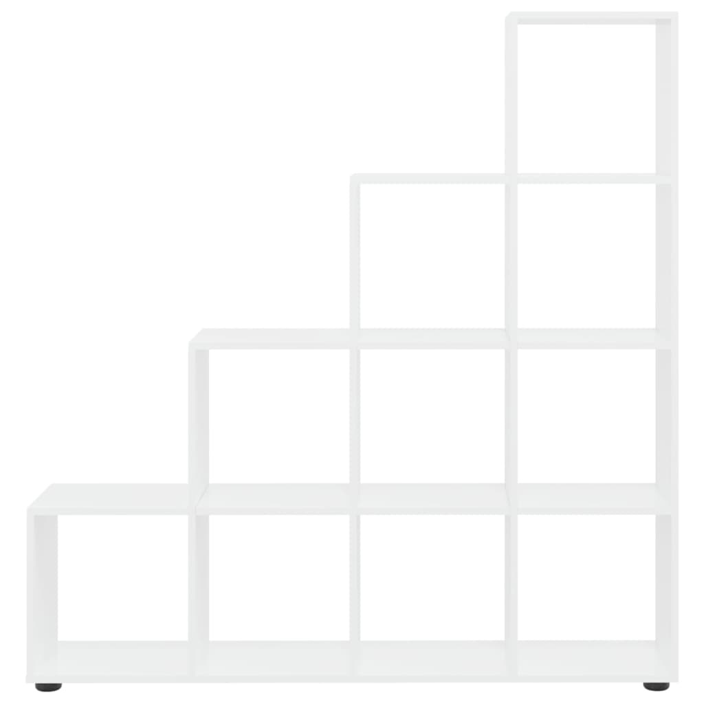 Libreria a Scala Bianco Lucido 142 cm in Legno Multistrato
