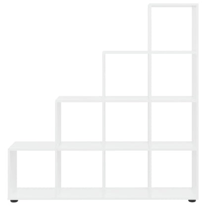 Libreria a Scala Bianco Lucido 142 cm in Legno Multistrato