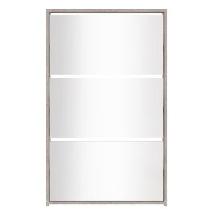 Scarpiera con Specchio a 3 Livelli Grigio cemento 63x17x102,5cm