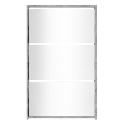 Scarpiera con Specchio a 3 Livelli Grigio sonoma 63x17x102,5 cm