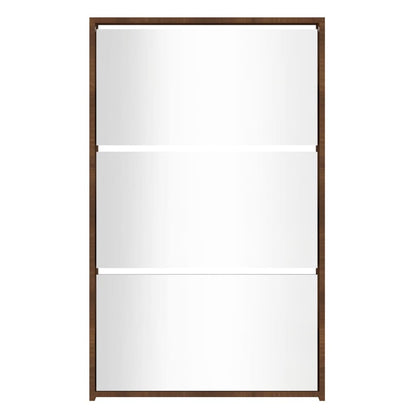 Scarpiera con Specchio a 3 Livelli Rovere marrone 63x17x102,5cm