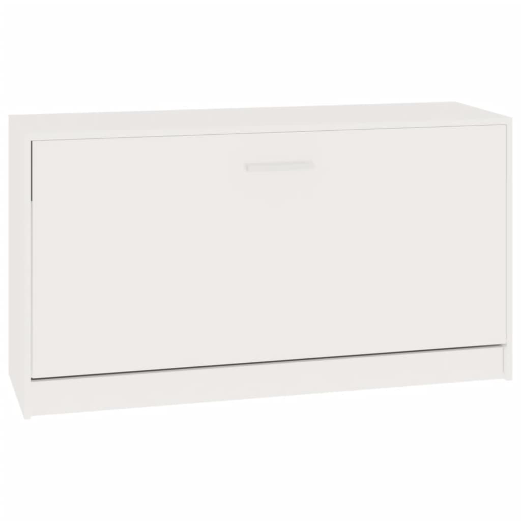 Panca Porta Scarpe Bianco Lucido 80x24x45 cm Legno Multistrato